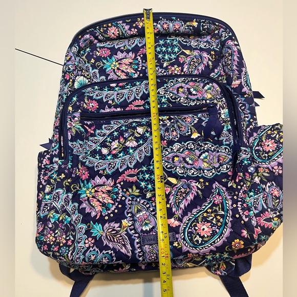 Vera Bradley French Paisley Campus Backpack quilted purple like new - Picture 3 of 12
